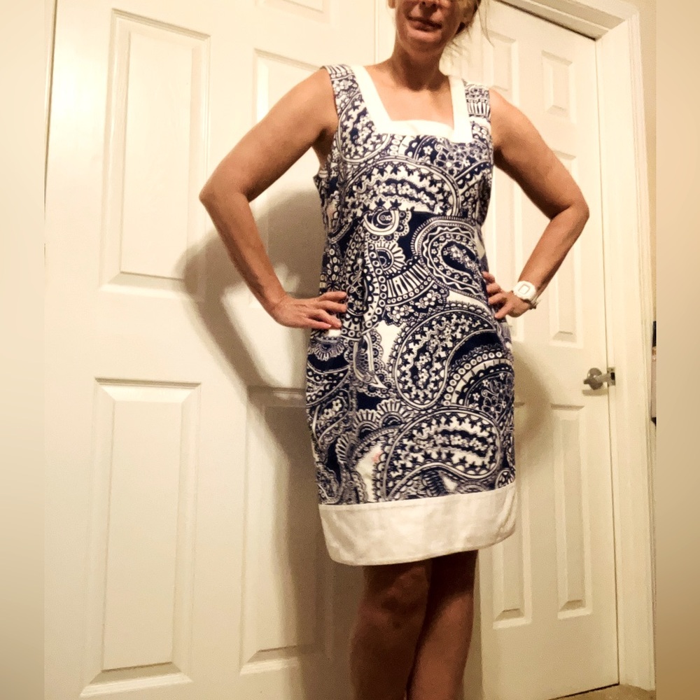 NWT Lilly Pulitzer Morgan cotton shift midi sleeveless paisley blue dress 14
